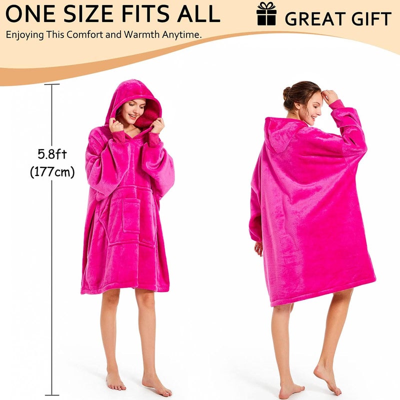 REDESS Blanket Hoodie Sweatshirt, Wearable Blanket Oversized Sherpa with Sleeves and Giant Pocket, Cozy Hoodie for Adult Kids - Image 5